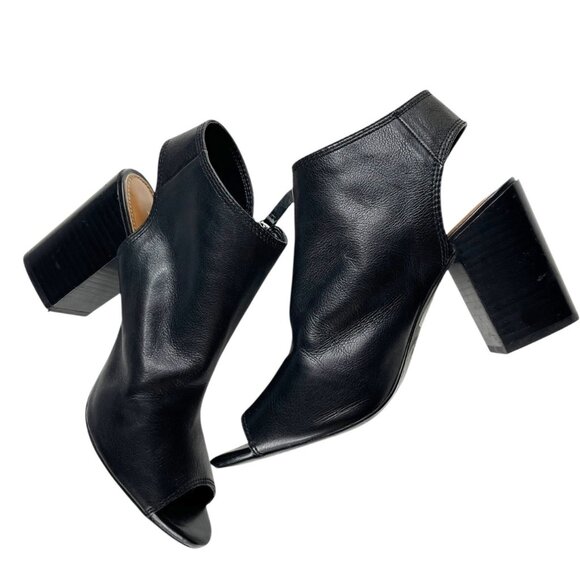 Aldo Black Leather Upper Open Toe Open Heel Booties Zipper Detail Size 7.5 - Picture 4 of 16